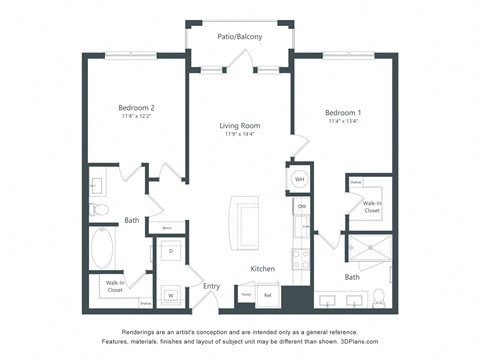 a floor plan of a bedroom apartment